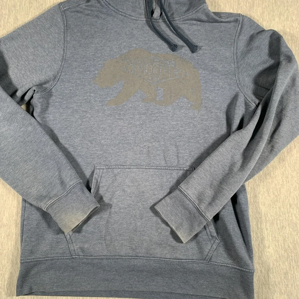 The‎ North Face Hoodie Mens Medium Blue Bear Graphic Fleece Pullover Sweatshirt